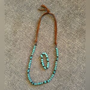 Turquoise Beaded Necklace and Bracelet Set